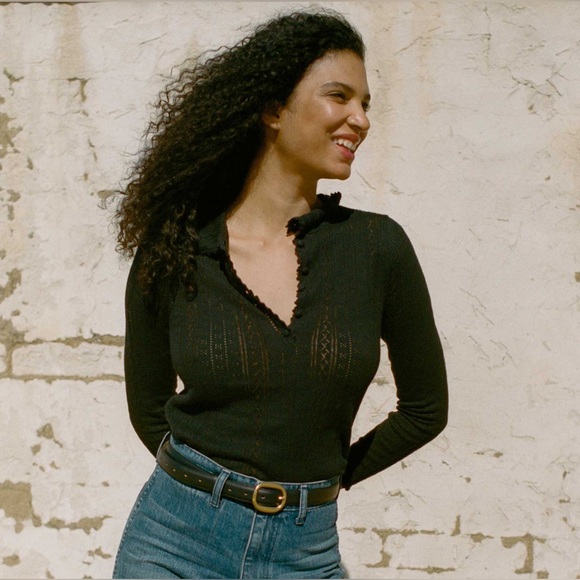 Doen Tops - DOEN mia henley black size small NWT